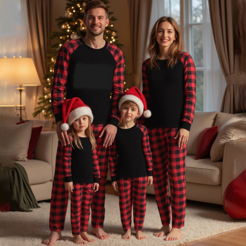 Santa Claus Printed European and American Amazon Christmas Atmosphere Home Parent-Child Suit Home Clothing Set Cross-Border