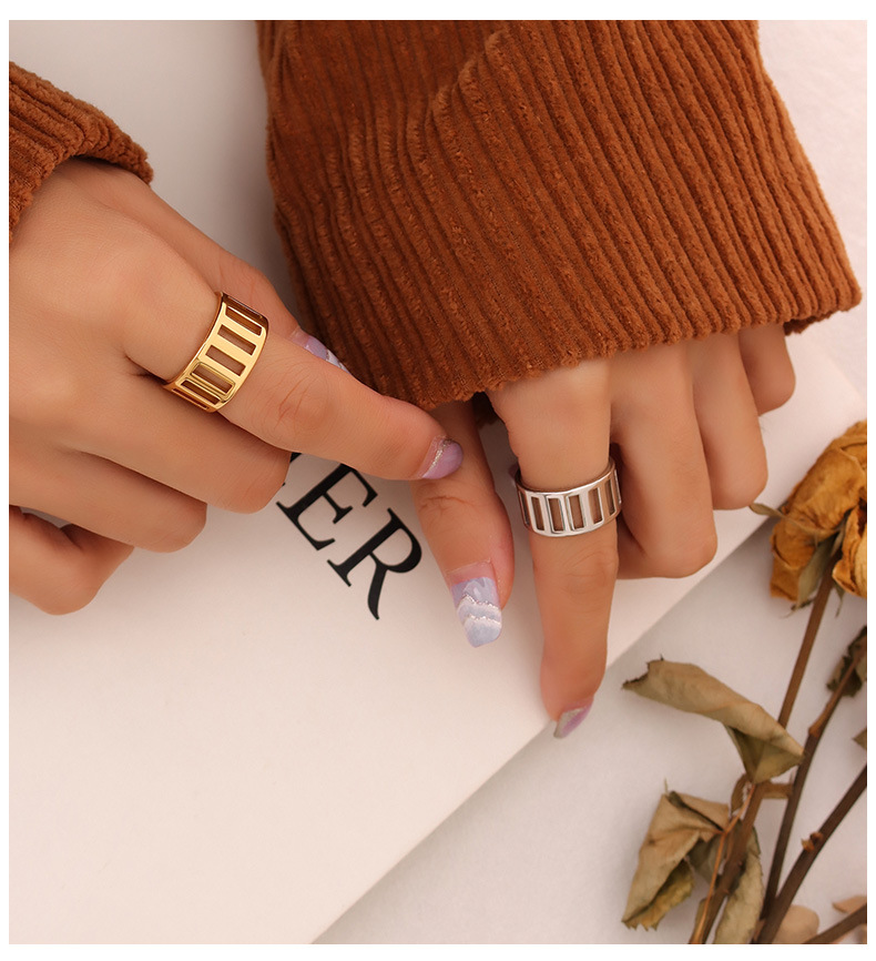 hollow open ring non-fading stainless steel 18k gold plated tail ring