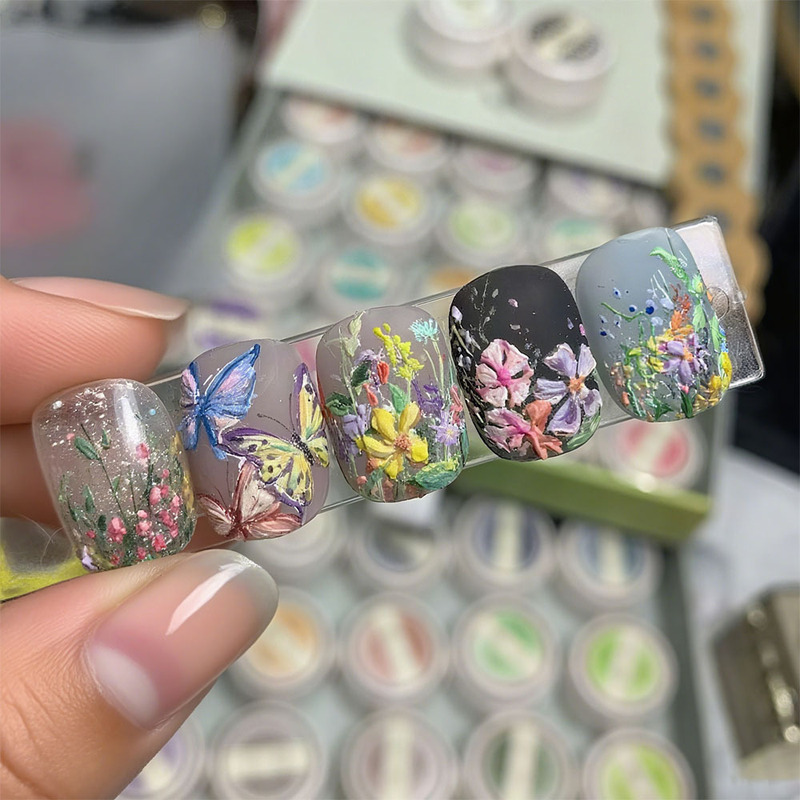 Foreign Trade Hot-Selling Three-Dimensional Embossed Floral Wearable Butterfly Flower Nail Stickers, Fresh and Natural Nail Stickers
