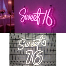 2款Sweet16 生日LED霓虹灯少女16周岁派对氛围装饰灯