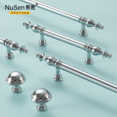 法式輕奢衣櫃拉手純銅鍍鉻亮銀黃銅現代簡約抽屜單孔櫥櫃全銅把手