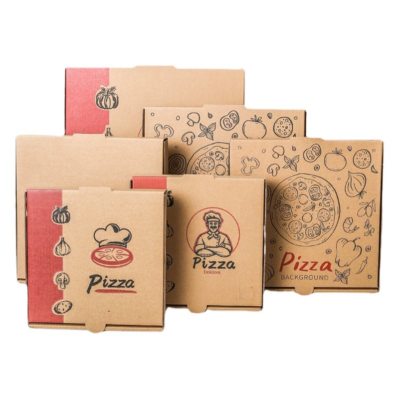 Упаковочные коробки для пиццы для трансграничной торговли в наличии 67891012inch шт. Одноразовые коробки для пиццы в китайском стиле для еды на вынос, оптовая продажа, индивидуальный заказ