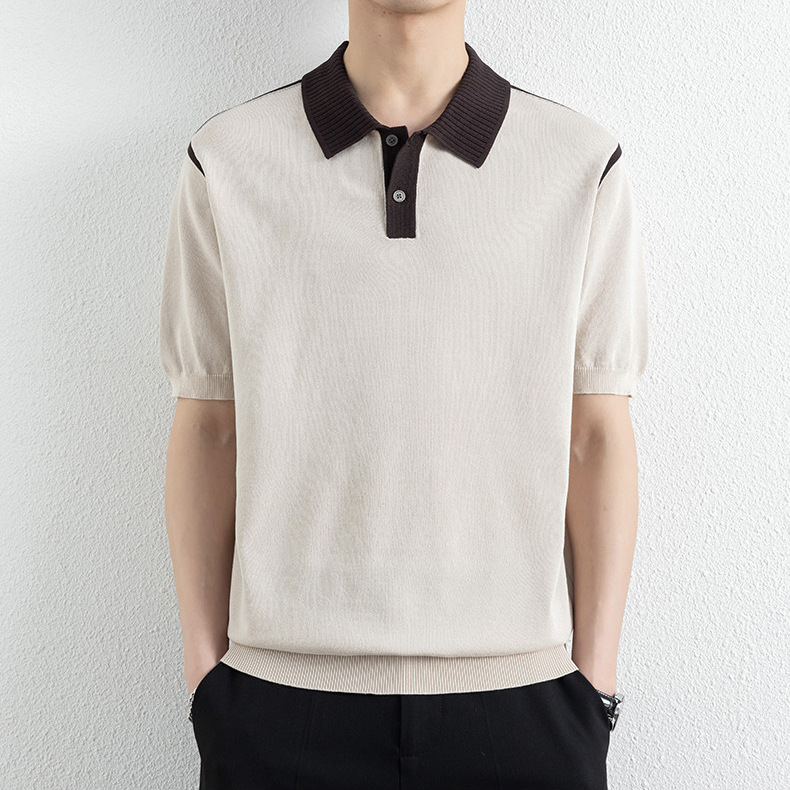 Polo camiseta de punto camiseta de manga corta camiseta de hombre paul línea tridimensional viejo qianfeng verano fábrica transfronteriza al por mayor