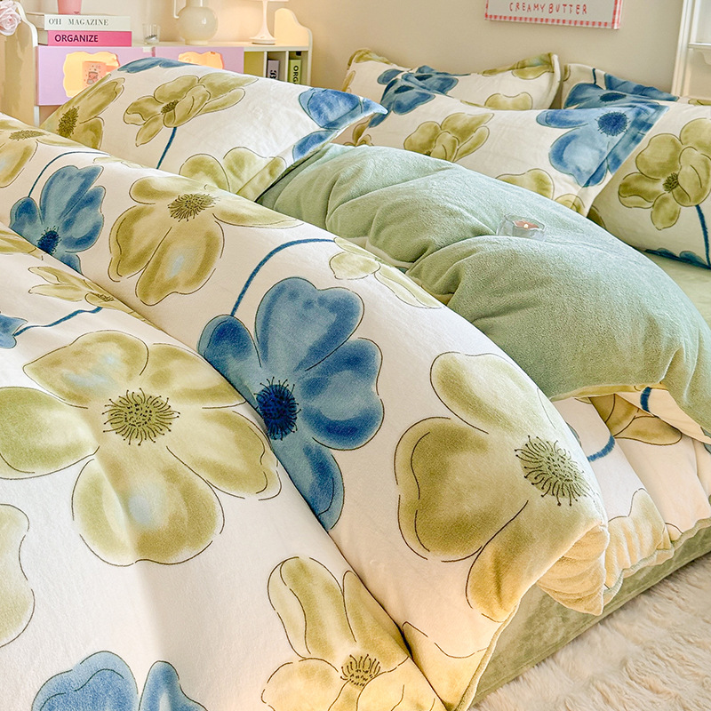 2025 nuevo edredón de seda de leche de una sola pieza de invierno cálido coral 150x200x230 edredón