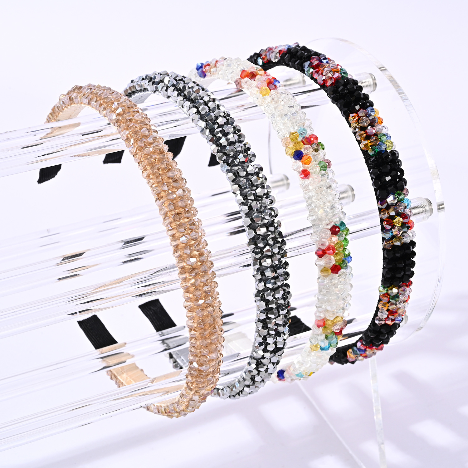 Crystal Material U Shape, Stripe Pattern Retro U Shape Stripe Crystal Hair Band 1 Piece