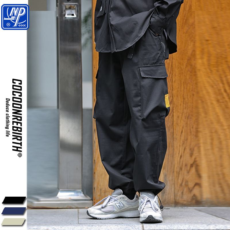 NP men's autumn and winter New Japanese style loose wide leg overalls cityboy wear fashion brand multi-pocket casual pants