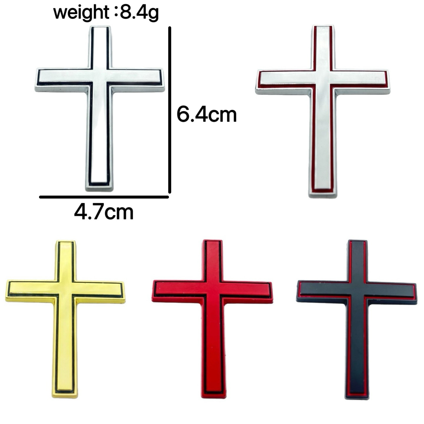 汽车个性装饰金属贴十字架 3D立体十字架车贴 车身划痕遮盖金属标