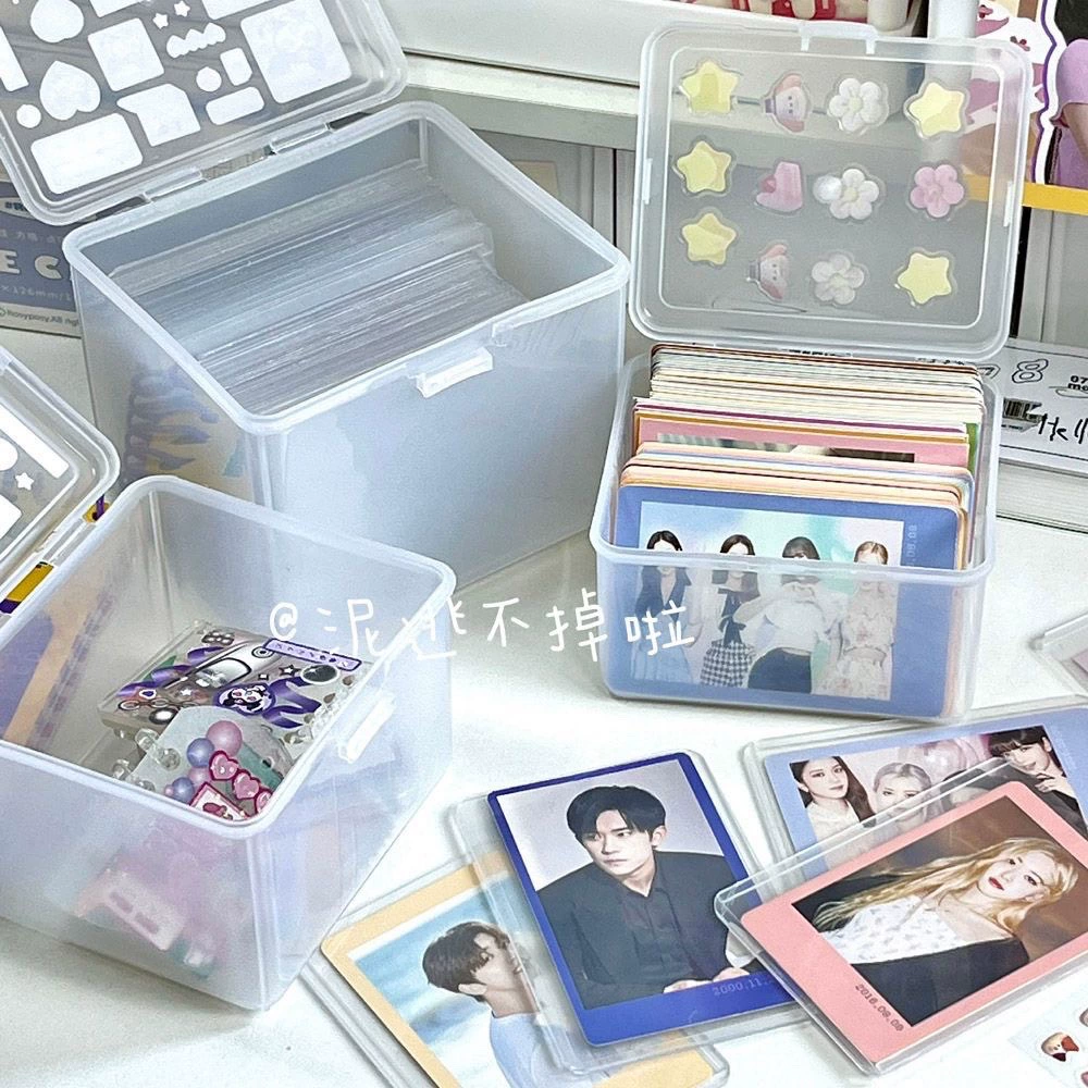 Transparent matte lidded storage box, universal card and accessory organizer, three sizes (S/M/L)