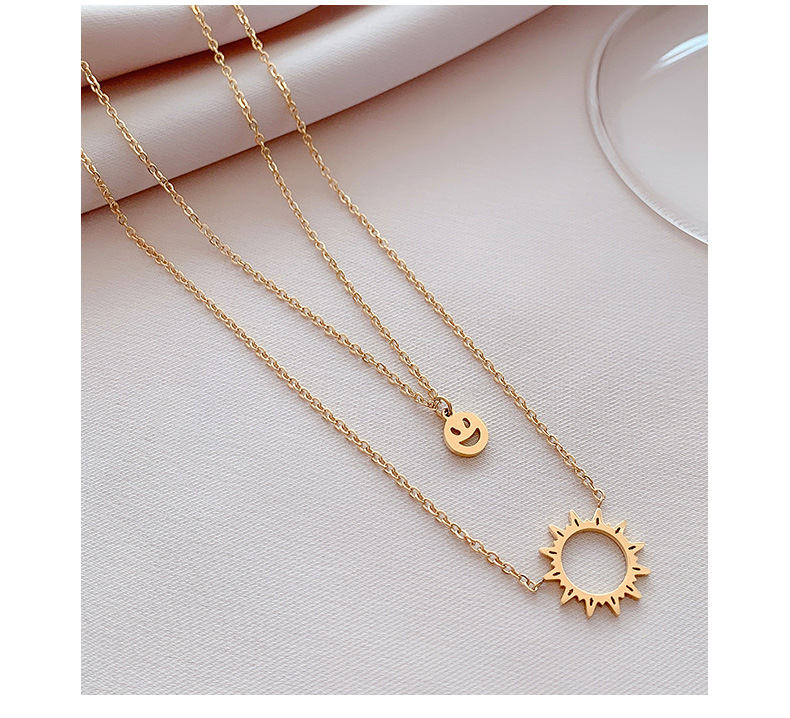 Waterproof Non Tarnish, Plating Craft PVD Coated Real Gold Plated Geometric Titanium Steel Fashion Waterproof Non Tarnish Necklace