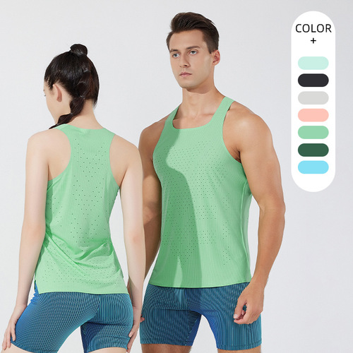 Men's Summer Fitness Backless Speed Dry Tank Top Lightweight Athletics Training Top Breathable Square Collar Marathon Tank Top