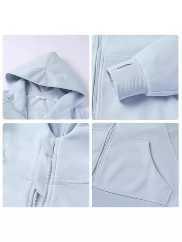 Autumn short jacket women's spring and autumn cardigan hoodie blue long-sleeved top thin casual loose lazy