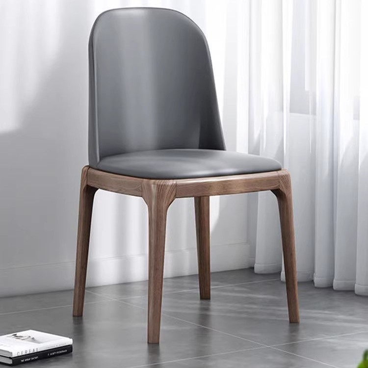 Solid Wood Dining Chair, Cream Style Desk Chair, Leather Art Soft Bag, Hotel Commercial Negotiation Backrest Chair, Italian and French White Wax