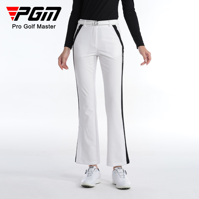 Quần golf nữ dài ống loe PGM vải thể thao khóa kéo vô hình túi thon gọn — KUZ162-màu đen, KUZ162-màu xanh hải quân, KUZ162-màu trắng
