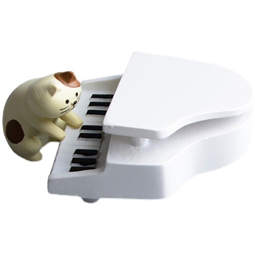 zakka Japanese groceries cat playing piano scene ornaments resin crafts desktop decoration doll house furnishings