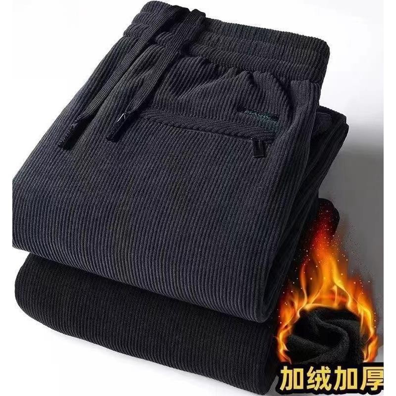 Men's Casual Pants Autumn and Winter Fleece Thickened Long Straight Trendy Versatile Plus Size Corduroy Sweatpants