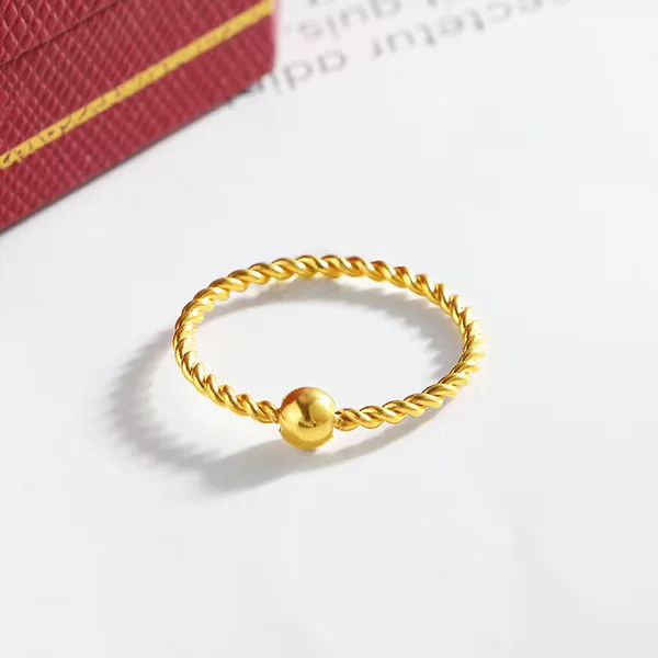 New Trendy Influencer-Style Bead Simple Ins Bean Ring Titanium Steel Non-Fading Bead Twist Chain Ring for Women