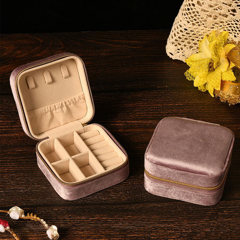 シンプルなinsクロスボーダー携帯鏡ジュエリーミニ韓国版女性ジッパーバッグネックレス指輪アクセサリー収納ケース