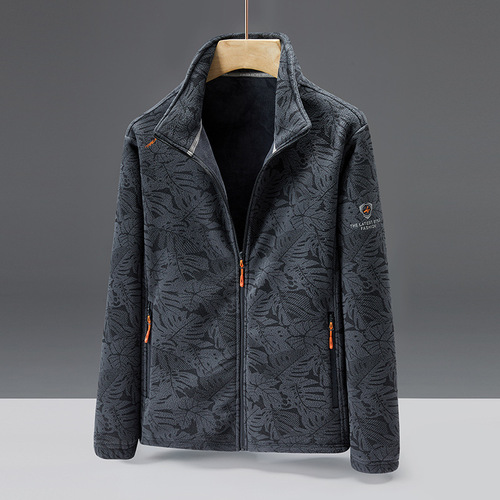 Autumn and winter fleece hoodie for men and women, couple's style, with stand-up collar, extra-large size, made of soft coral fleece or polar fleece, sporty cardigan jacket.
