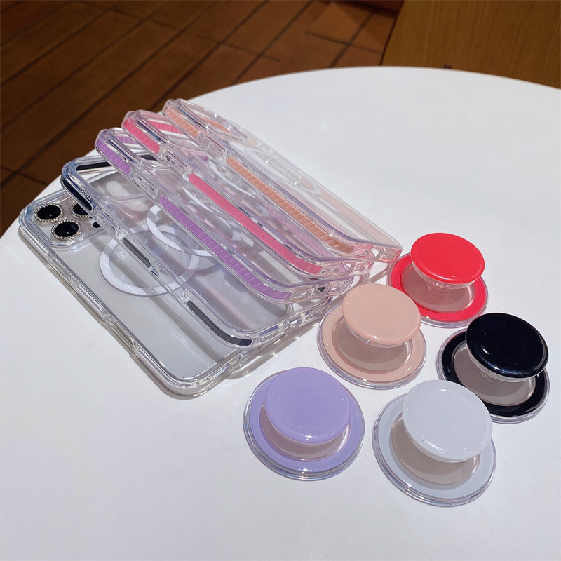 Funda de teléfono magnética transparente de color para Apple 16ProMax simple 15Pro pareja 14/13 nuevo 15PM