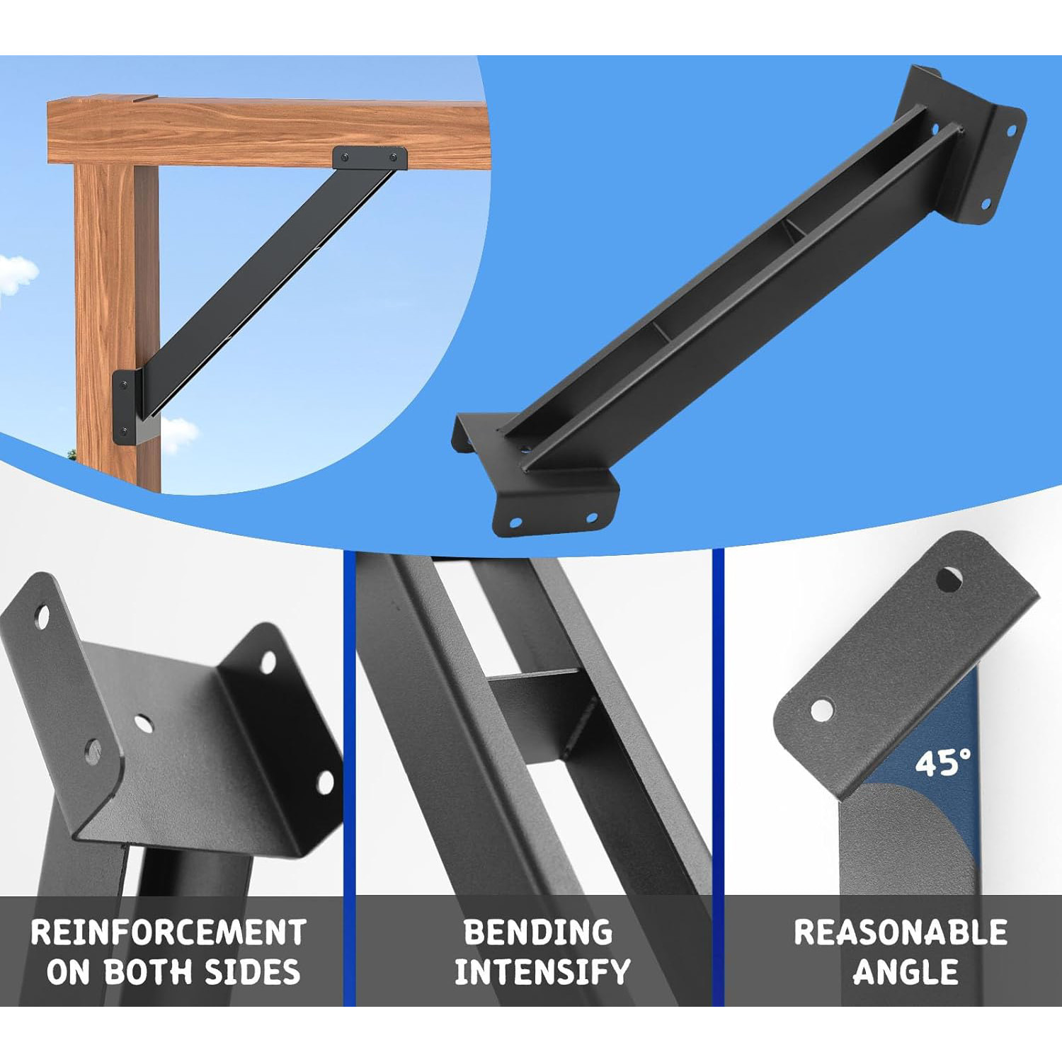 Soporte de Ángulo de 45 Grados para Techo de Pérgola, De Alta Resistencia, para Exterior image 2