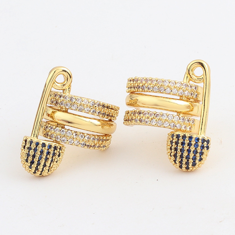 Simple Style Paper Clip Copper Ear Studs Zircon Copper Earrings display picture 7