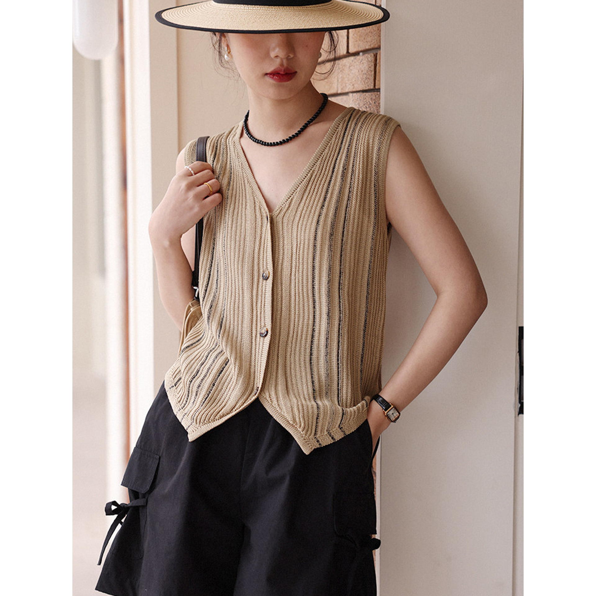 Rongtai Tencel Linen Vest Women's Retro Comfortable Loose 2025 Summer New V-Neck Sleeveless Interior Casual