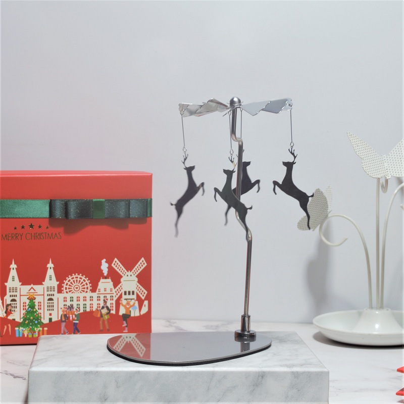 INS Amazon fuente Navidad aromaterapia Acero inoxidable doles triángulo redondo bandeja giratoria candelabro linterna