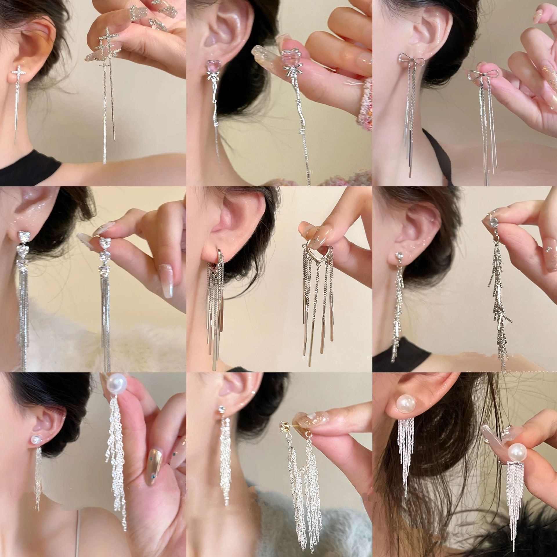 Pendientes de lazo de amor de diamantes llenos de agujas de plata galvanizadas en oro real Pendientes de moda exquisita Pendientes de lujo ligero plateado