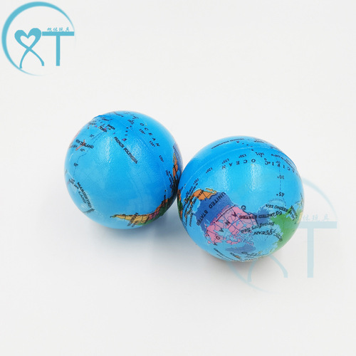 Cross-border manufacturer decompression children's sports toy ball map PU foam sponge ball 10cmPU ball globe
