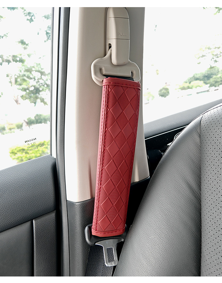 Car Seatbelt Shoulder Pads, Safety Belt Covers, Protective Covers, Leather Shoulder Pads, Interior Accessories, Embossed