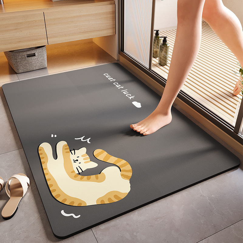 浴室バスルームフロアマットカット可能な珪藻泥吸収性マット家庭用滑り止めマットトイレドアステップマットカーペット|undefined