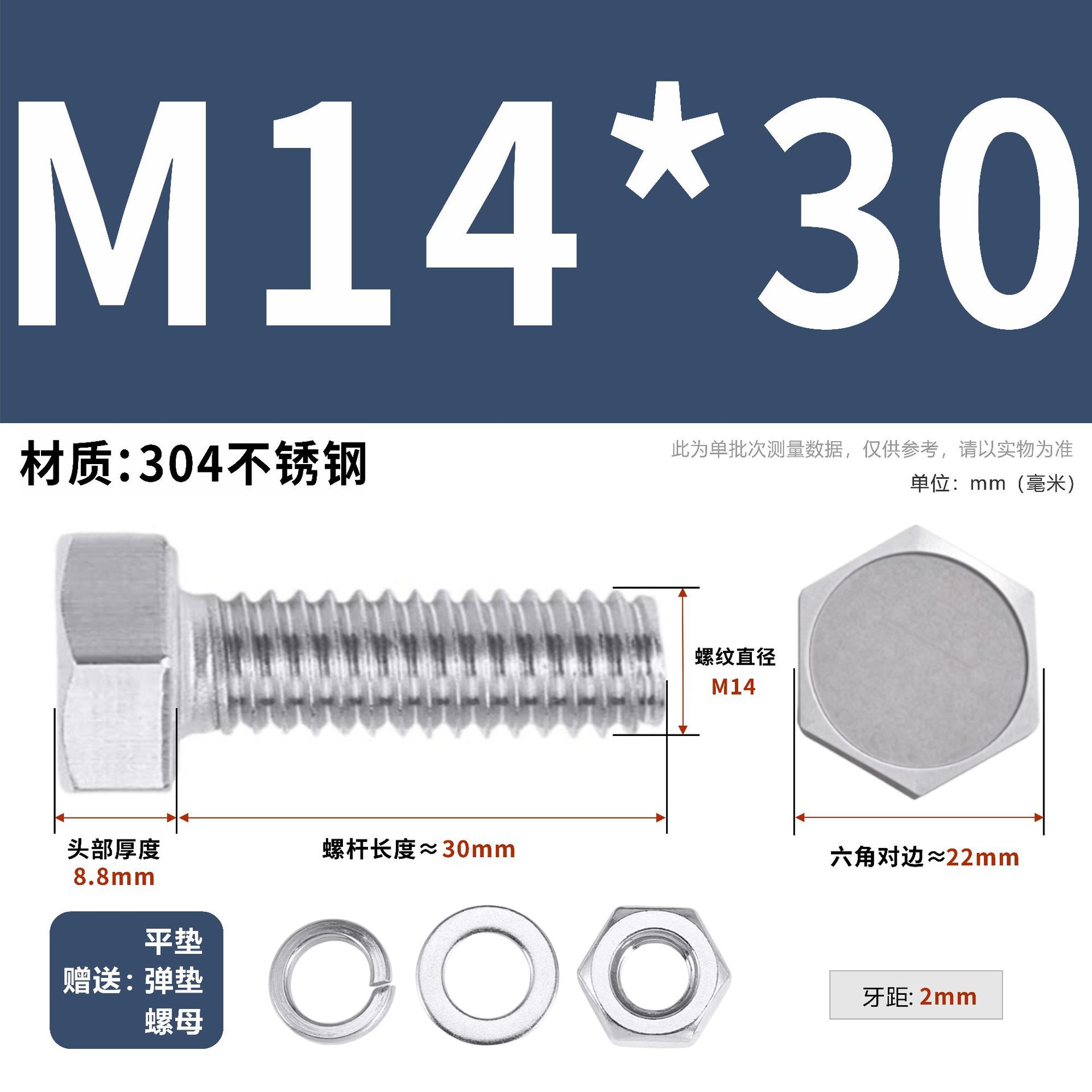 304 acero inoxidable tuerca perno hexagonal conjunto de accesorios de almohadilla de resorte M3M4M5M6M12 image 163