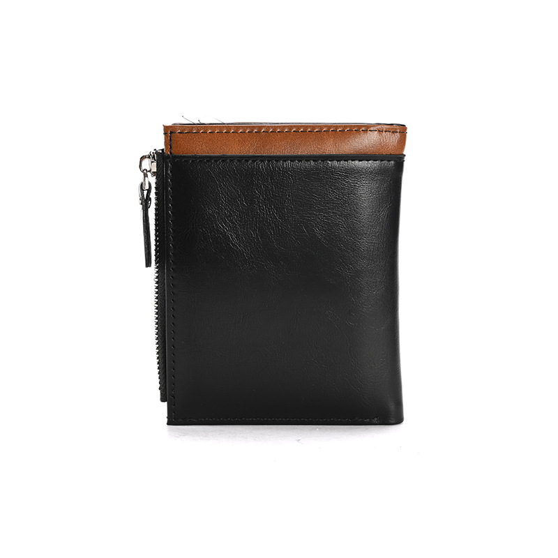 Cartera de hombre RFID antirrobo cepillo billetera corta dos veces posición de tarjeta múltiple cera de aceite bolso de la moneda de cuero bolso de los hombres billetera de comercio exterior