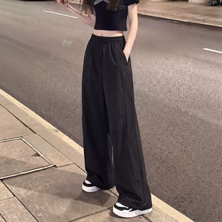 黑色工装裤女款2026新款小个子酷飒风防晒美式冲锋运动裤阔腿长裤