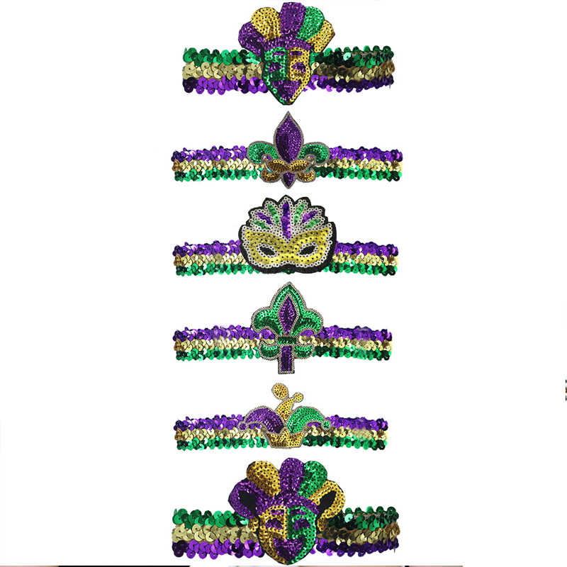 Halloween festa in maschera carnevale Mardi Gras bracciale con paillettes moda tre colori mascherata_voghion.com