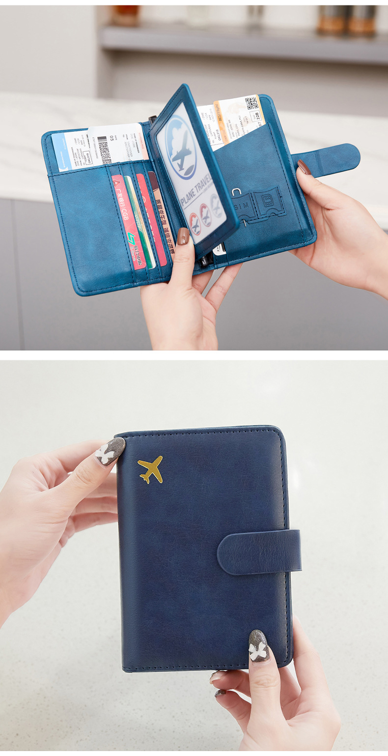 Unisex Basic Solid Color Airplane Pu Leather Rfid Passport Holders display picture 2