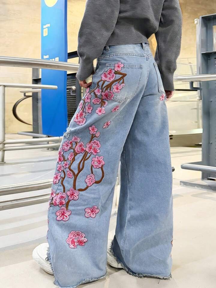 denim fashionable brand elastic trousers for men and women
