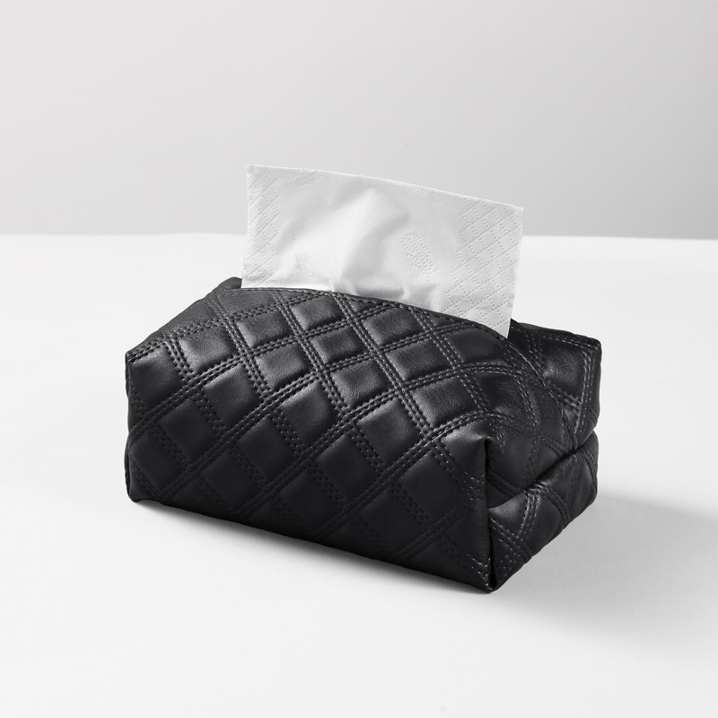 Caja de toallas de cuero tejida de lujo ligero casero de lujo de alto nivel montada en el automóvil sala de estar dormitorio paquete de toallas de comedor