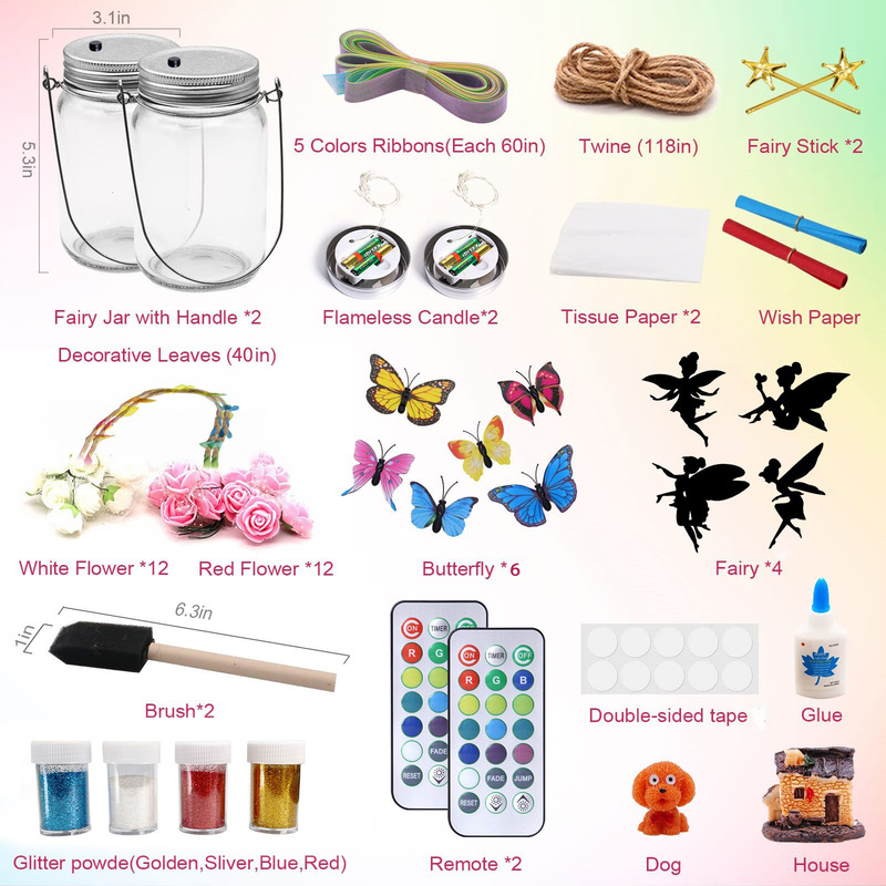 Cross-Border Children's DIY Mason Jar Lights Led Copper Wire String Lights Remote Control Four-Color Firefly Fairy Light Set Portable Toy