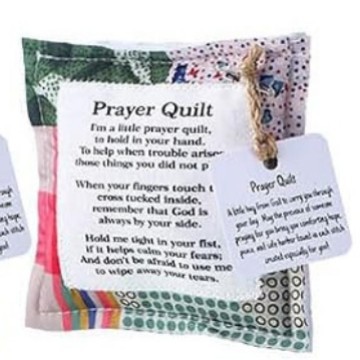 跨境新款潮流创意小布包带十字架有祈福语句的小被子彩色缝制礼物