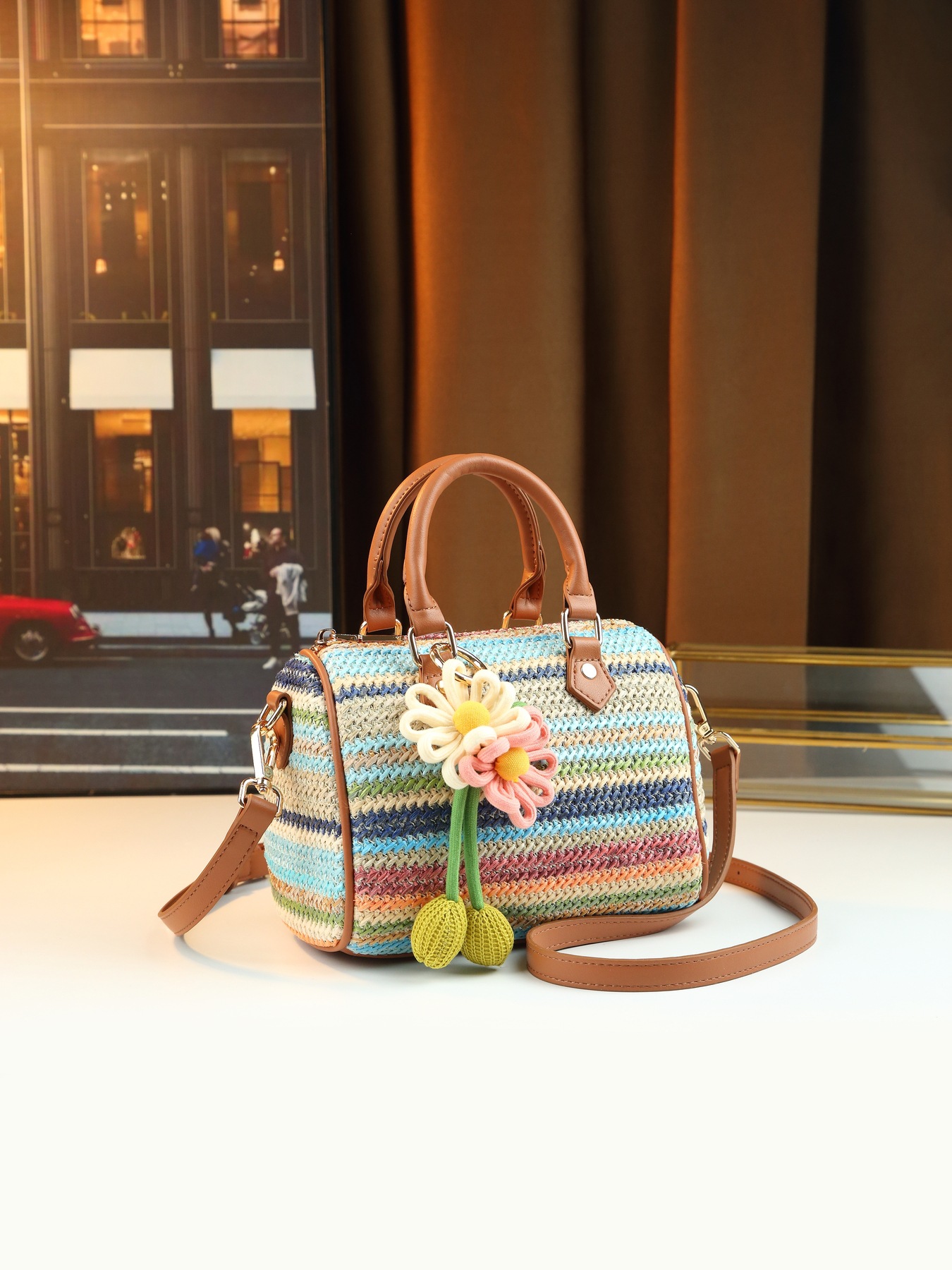 Women's Canvas Patchwork Bucket Bag For Casual Summer Commuting_voghion.com