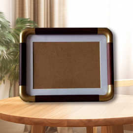 实木仿铜角相框 照片装裱框架圆角摆件创意diy桌面摆台摆件