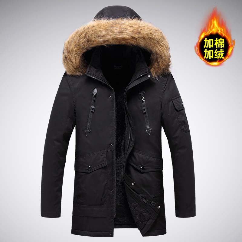 Chaqueta de algodón de invierno para hombres, chaqueta de algodón de invierno grande, chaqueta de algodón de lavado de agua larga y larga, chaqueta casual