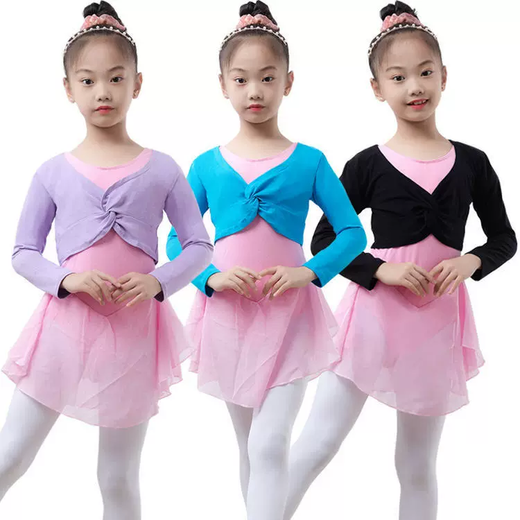 Детская танцевальная одежда Шаль-пальто для девочек Костюм с длинным рукавом Осенне-зимние танцевальные Топы Танцевальный балет Латина