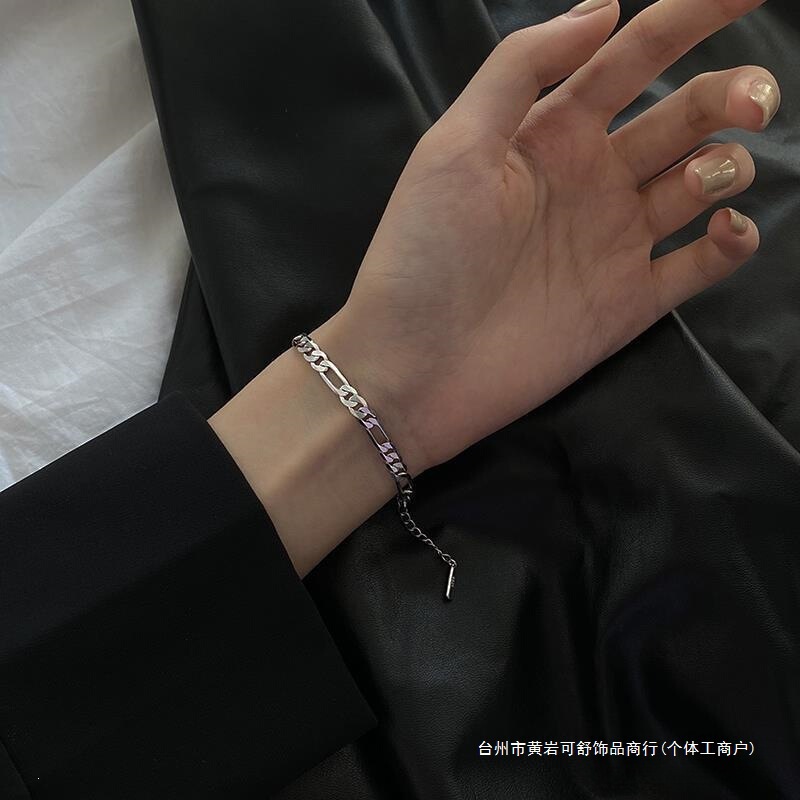 925 Sterling Silver Cuban Chain Bracelet for Women, Trendy Niche Design, Minimalist Style, Vintage Hip-Hop Personality Chain Bracelet