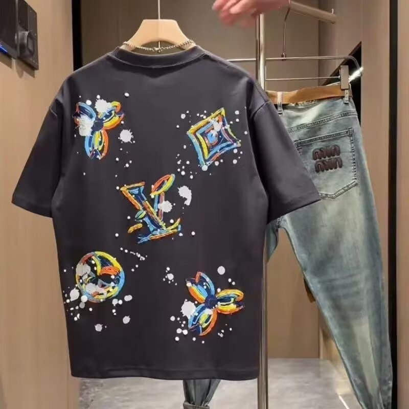 Men's Premium Cotton T-Shirt With Artistic Graffiti Print, Oversized Streetwear Style Comfortable Breathable Summer Tee_viptrois.com