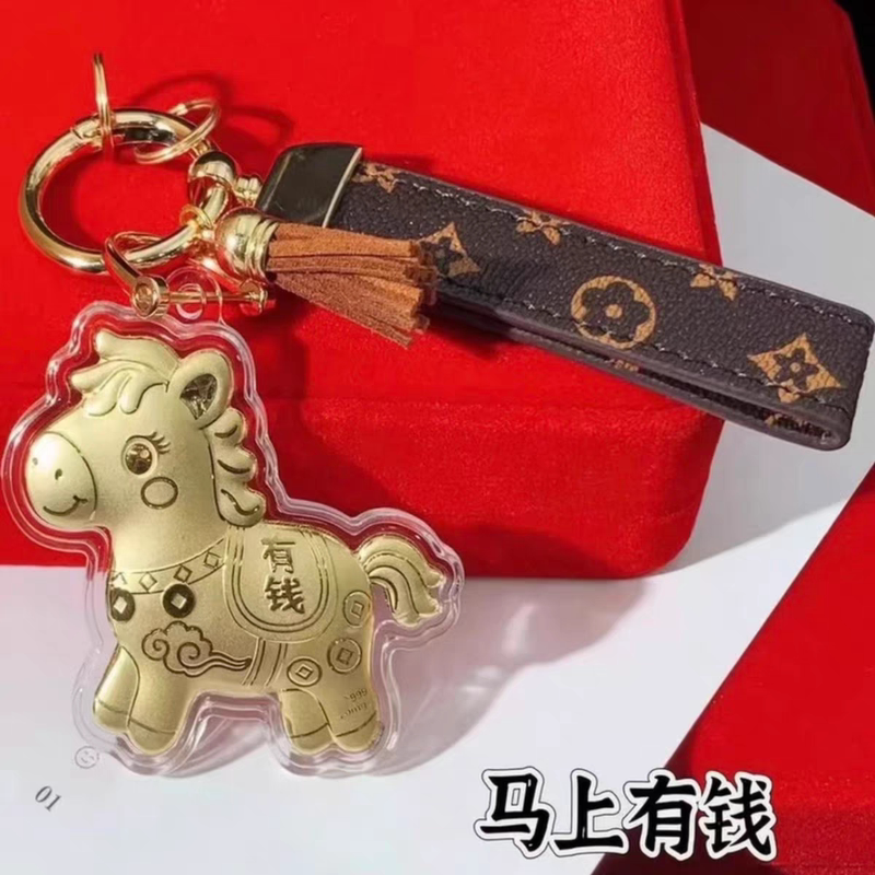 Pure Gold 999 Gold Year of the Horse Horse Wealth Keychain Pendant Backpack Pendant Bag Pendant Gift Tiktok Promotion
