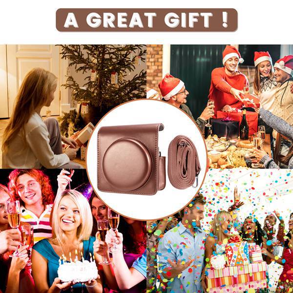 1 Set Color: Gold Material: Pu Leather Suitable for Polaroid Sq6 Protective Camera Bag