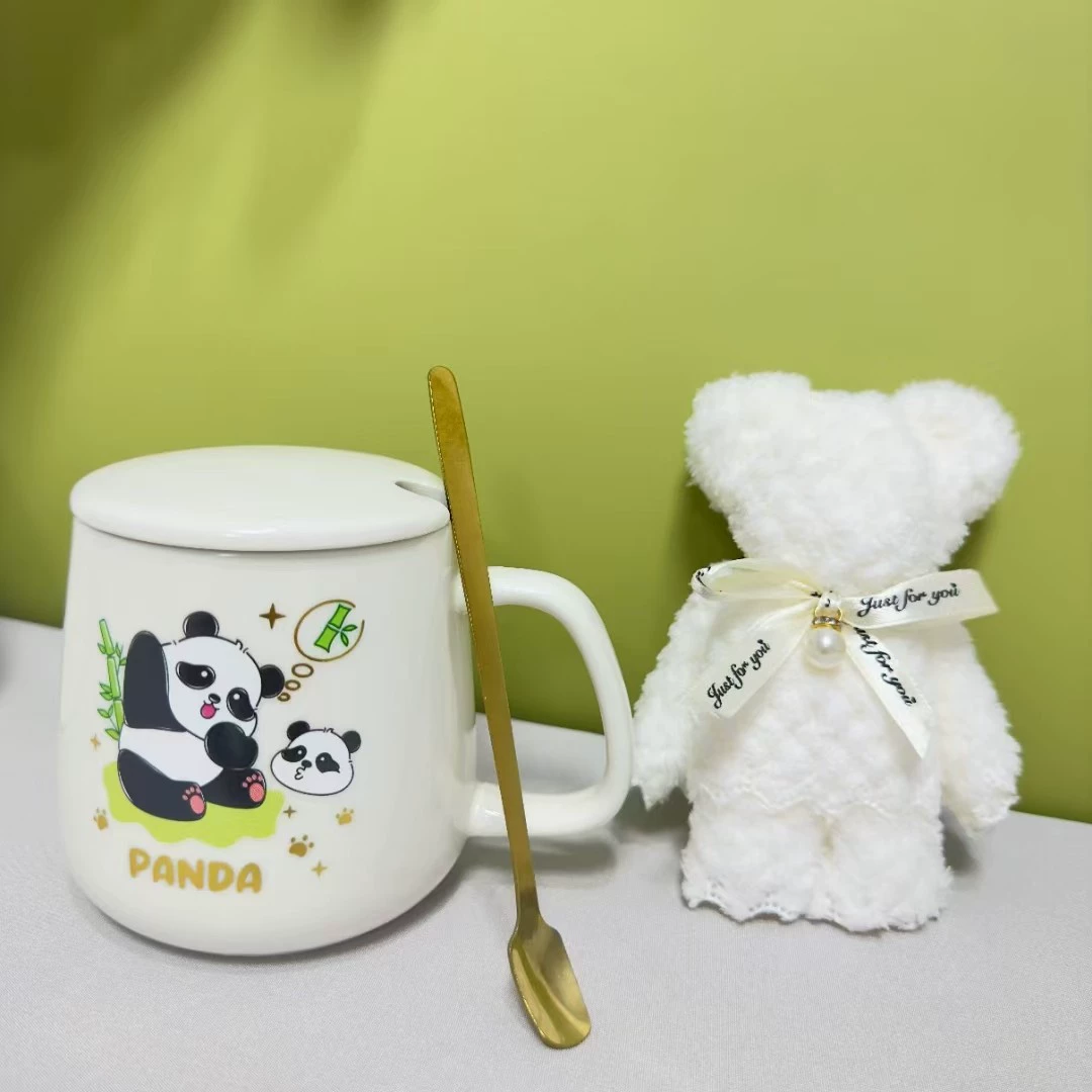 Coffee towel with bow, spoon, creative gift box, with little bears, creative gift