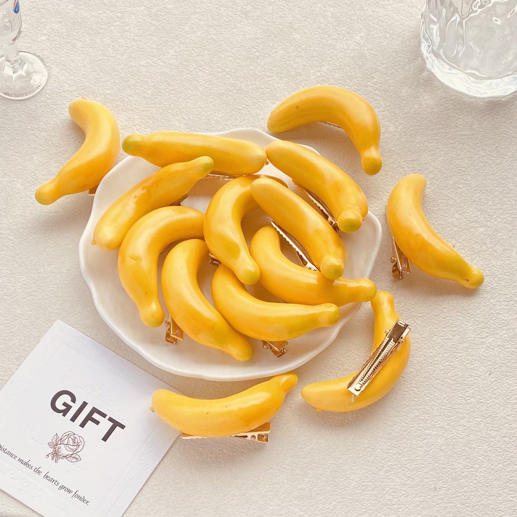 Weird simulated red mushroom apple duckbill clip banana hair clip…